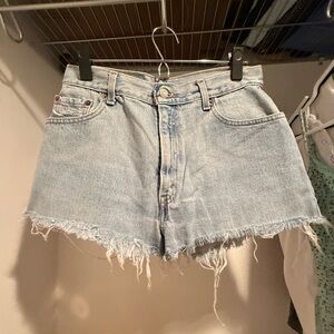 Levi's Blue Jean Shorts High-Waisted Distressed